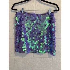 Nasty Gal Purple Iridescent Sequin Mini Skirt Festival Rave Party US 8